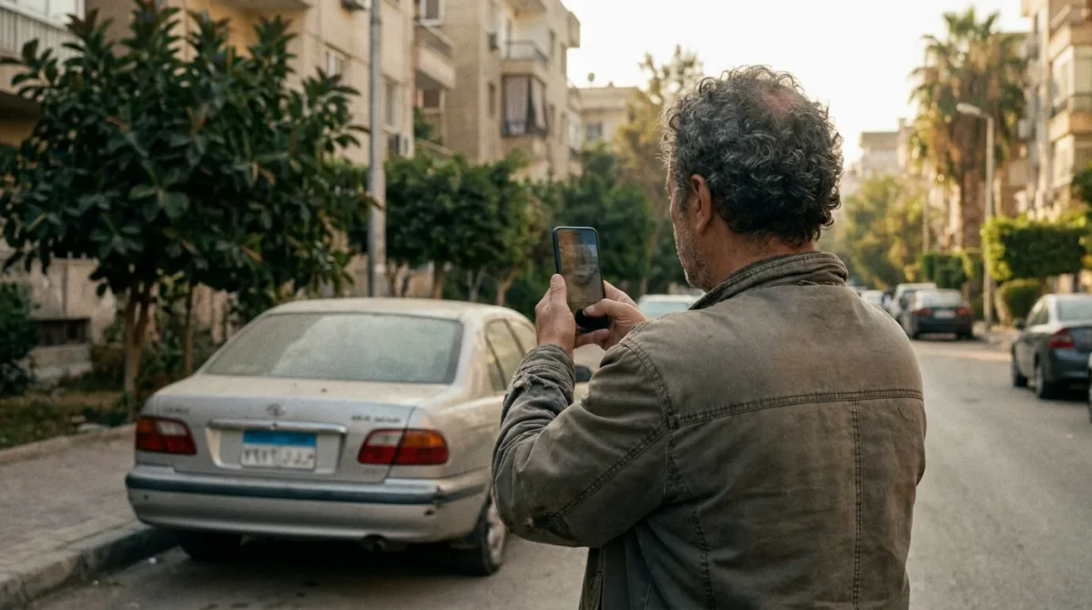 בעל רכב מצלם את הרכב הישן שלו בטלפון